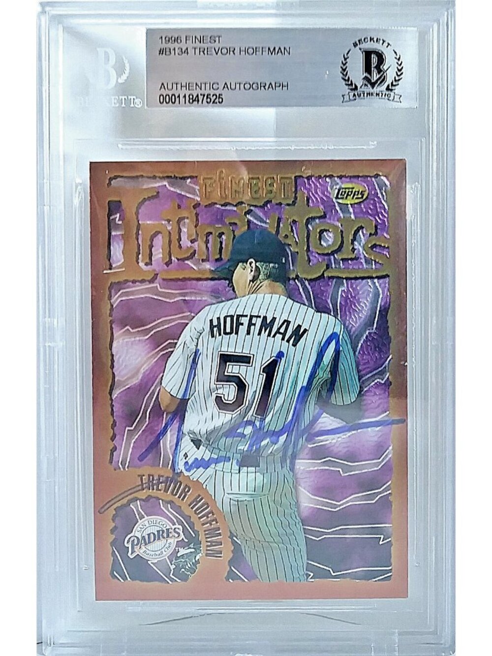 Trevor Hoffman Signed 1996 Finest Intimidators #B134 San Diego Padres Slab Auto